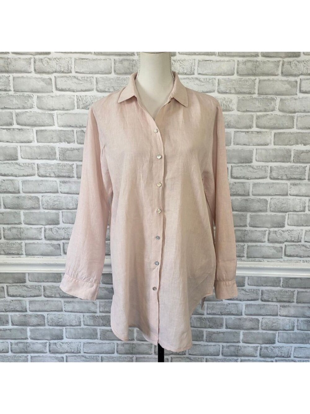 Cut Loose 100% Linen Lagenlook Shirt S Minimalist Coastal Oversized Tunic Blouse